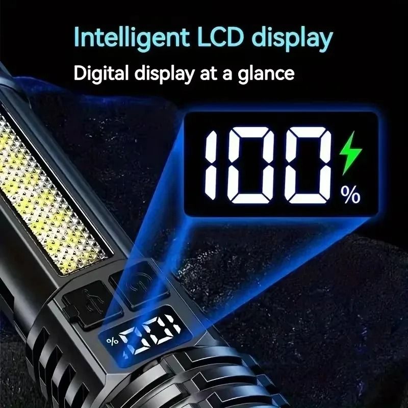 USBC Rechargeable COB Flashlight With Side Light 1