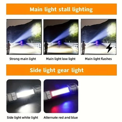 USBC Rechargeable COB Flashlight With Side Light 5