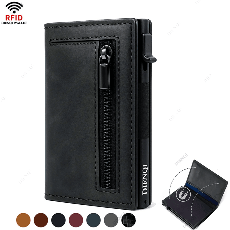 Slim RFID Blocking Metal Wallet Minimalist Credit Card Holder For Men 3