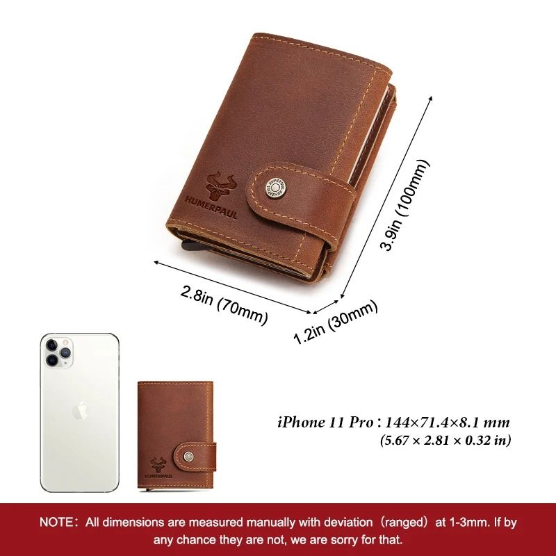 Slim Genuine Leather Mens Wallet With Coin Purse  Card Slots 2