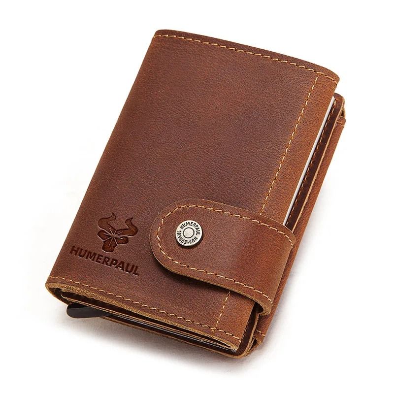 Slim Genuine Leather Mens Wallet With Coin Purse  Card Slots 6