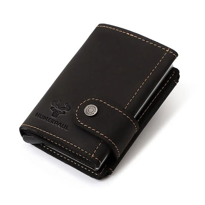 Slim Genuine Leather Mens Wallet With Coin Purse  Card Slots 7
