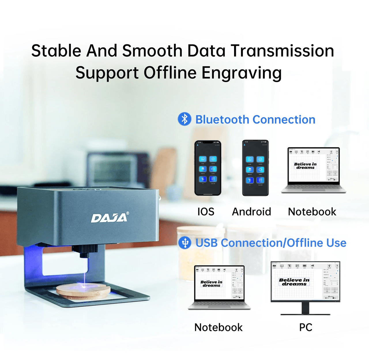 DAJA DJ6 Mini Portable Laser Engraver Bluetooth CNC Machine For Wood Leather And Plastic 5