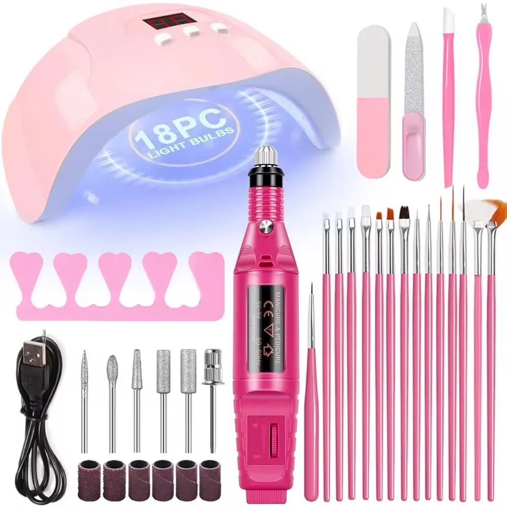 Professional USB Electric Nail Drill  Nail Lamp Starter Kit 9