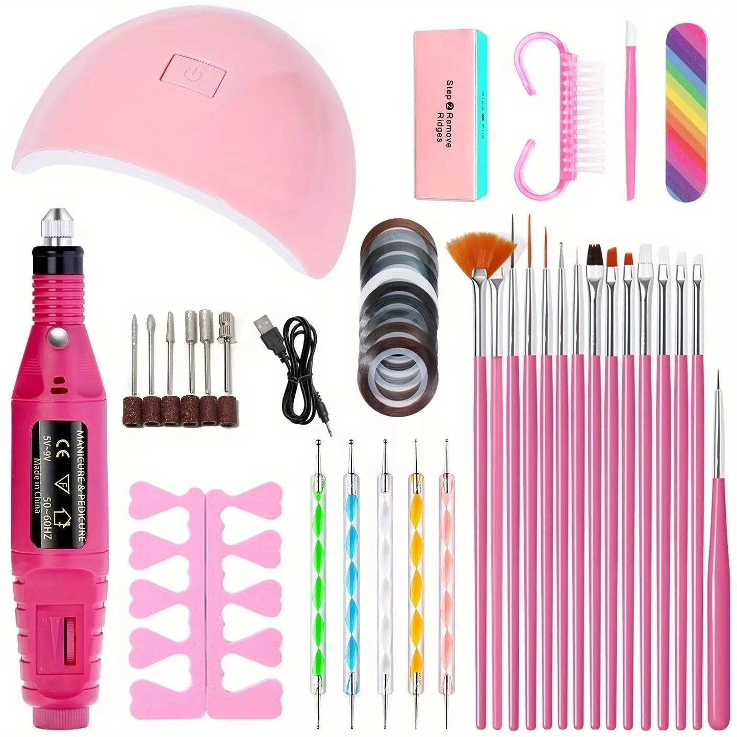 Professional USB Electric Nail Drill  Nail Lamp Starter Kit 8