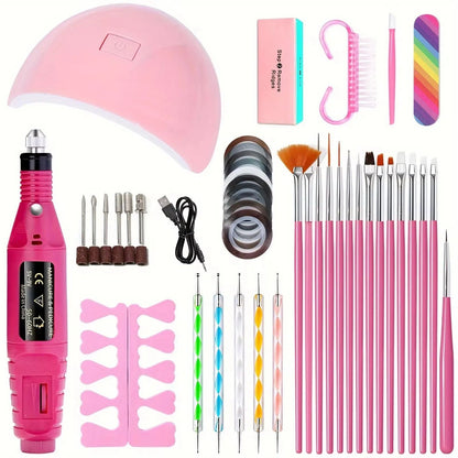 Professional USB Electric Nail Drill  Nail Lamp Starter Kit 8