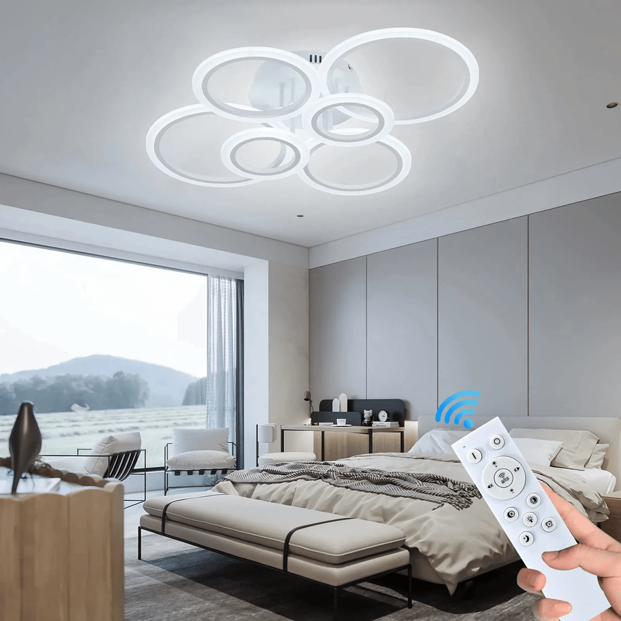 Modern LED Chandelier Ring Ceiling Light for Living Room and Bedroom