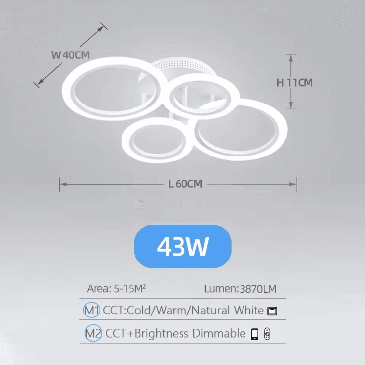 Modern LED Chandelier Ring Ceiling Light For Living Room And Bedroom 5