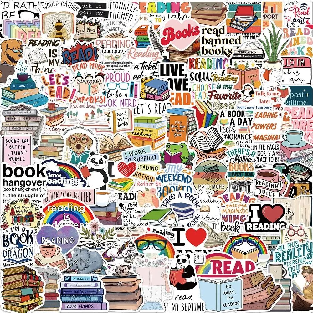 Bookish Reading Sticker Decals Mix Pack 4