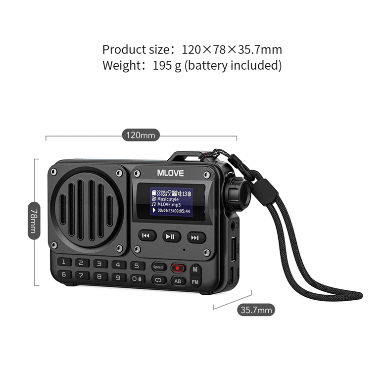 MLOVE BV800 Portable Bluetooth Speaker With FM Radio And LCD 6