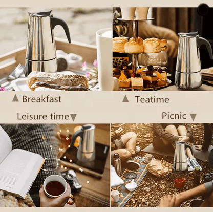Stainless Steel Moka Pot Italian Coffee Maker Stovetop Espresso Pot 9 Cup 1