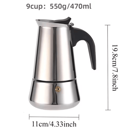 Stainless Steel Moka Pot Italian Coffee Maker Stovetop Espresso Pot 9 Cup 6