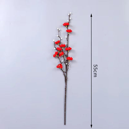 Elegant Artificial Plum Blossom Branch  2165inch Faux White Wintersweet Stem For Home  Office Decor 9