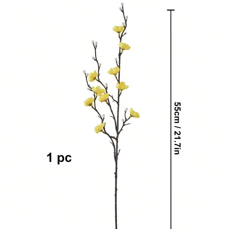 Elegant Artificial Plum Blossom Branch  2165inch Faux White Wintersweet Stem For Home  Office Decor 10