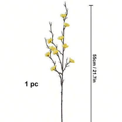 Elegant Artificial Plum Blossom Branch  2165inch Faux White Wintersweet Stem For Home  Office Decor 10
