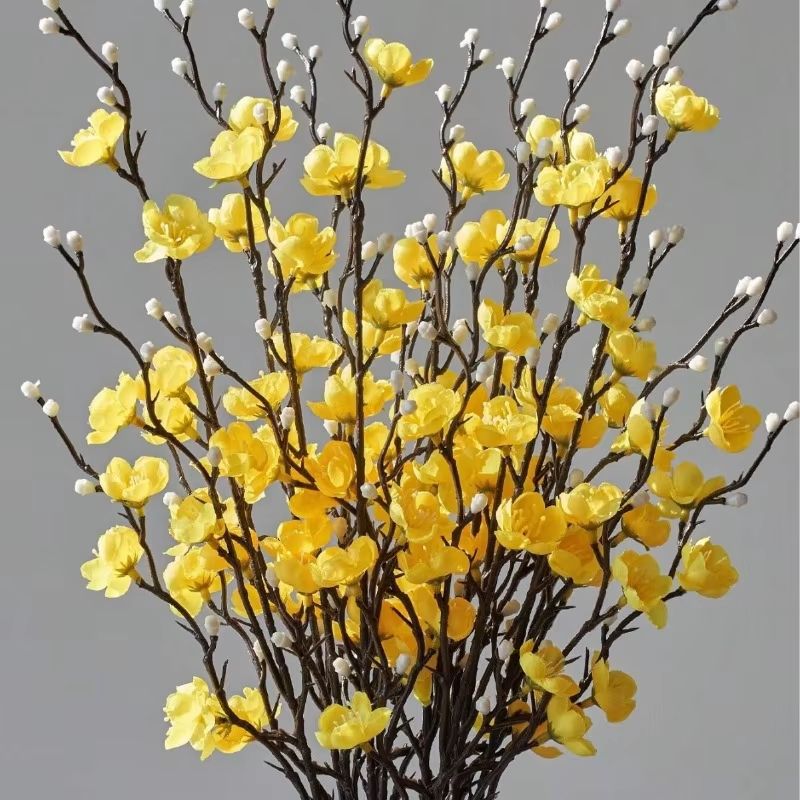 Elegant Artificial Plum Blossom Branch  2165inch Faux White Wintersweet Stem For Home  Office Decor 1