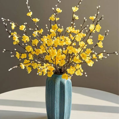 Elegant Artificial Plum Blossom Branch  2165inch Faux White Wintersweet Stem For Home  Office Decor 2