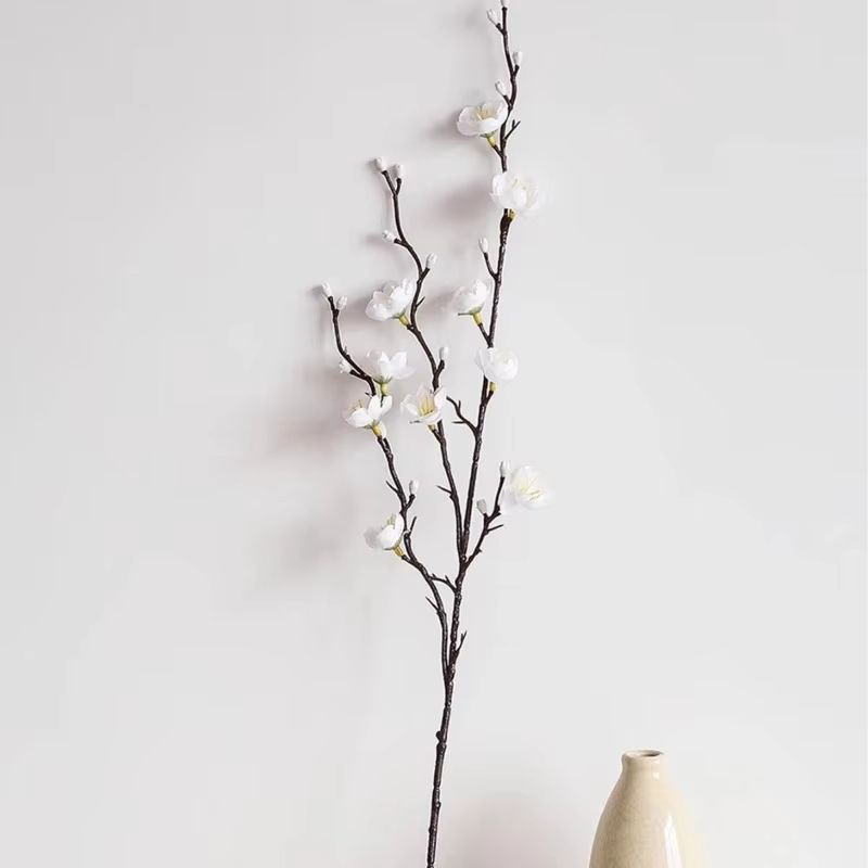 Elegant Artificial Plum Blossom Branch  2165inch Faux White Wintersweet Stem For Home  Office Decor 3