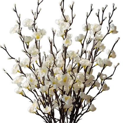 Elegant Artificial Plum Blossom Branch  2165inch Faux White Wintersweet Stem For Home  Office Decor 4