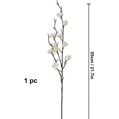 Elegant Artificial Plum Blossom Branch  2165inch Faux White Wintersweet Stem For Home  Office Decor 5