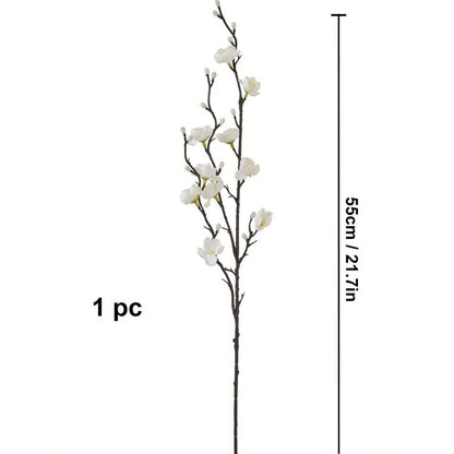 Elegant Artificial Plum Blossom Branch  2165inch Faux White Wintersweet Stem For Home  Office Decor 6