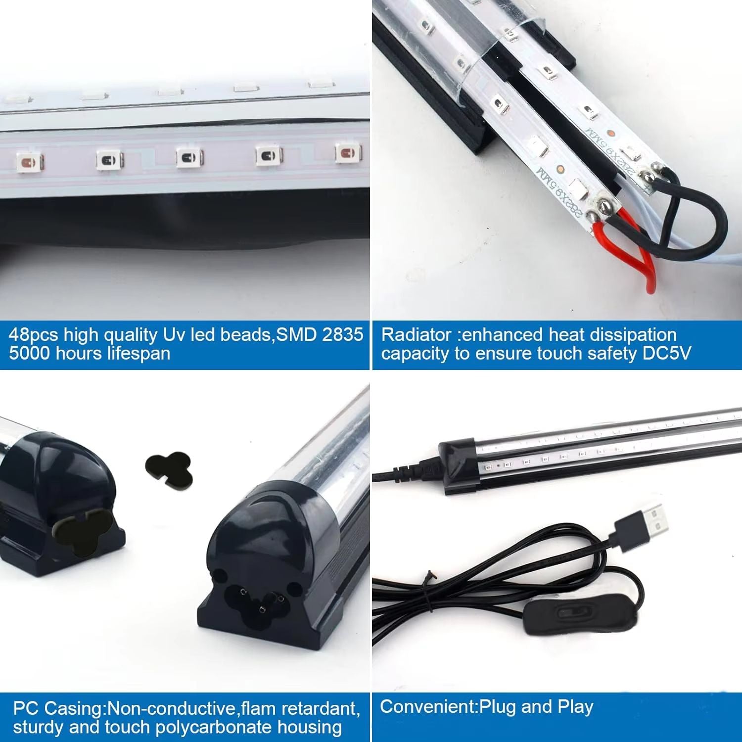 USB Black Light Bar  10W 395nm UV LED Lamp For Halloween Parties Clubs  Decoration 5