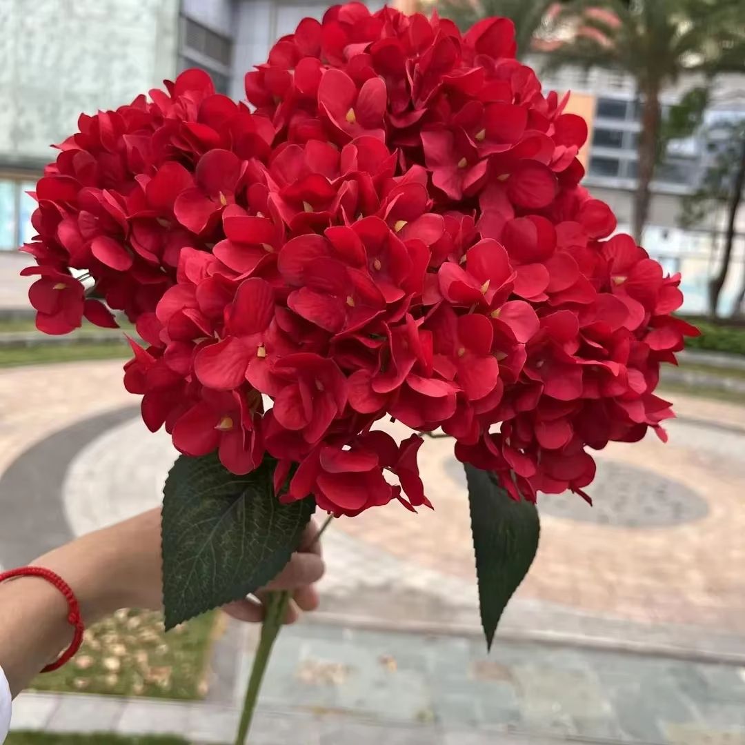 Elegant 5Head Silk Hydrangea Bouquet  Realistic Artificial Flowers For Home Wedding  Party Decor 9