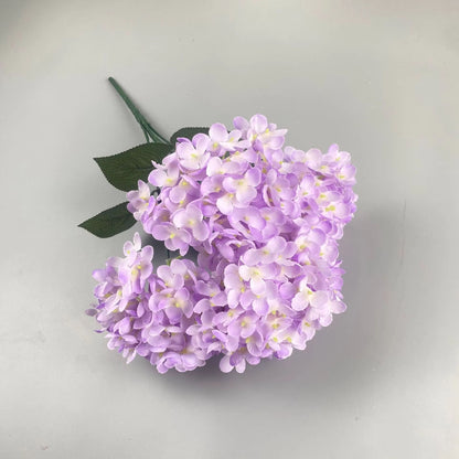 Elegant 5Head Silk Hydrangea Bouquet  Realistic Artificial Flowers For Home Wedding  Party Decor 12
