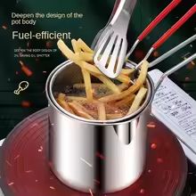 4Piece Stainless Steel Tempura Fryer Pot Set  Small Deep Frying Pan With Basket  Lid For Kitchen Co 1