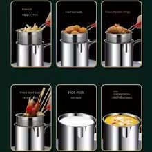 4Piece Stainless Steel Tempura Fryer Pot Set  Small Deep Frying Pan With Basket  Lid For Kitchen Co 3