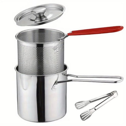 4Piece Stainless Steel Tempura Fryer Pot Set  Small Deep Frying Pan With Basket  Lid For Kitchen Co 6
