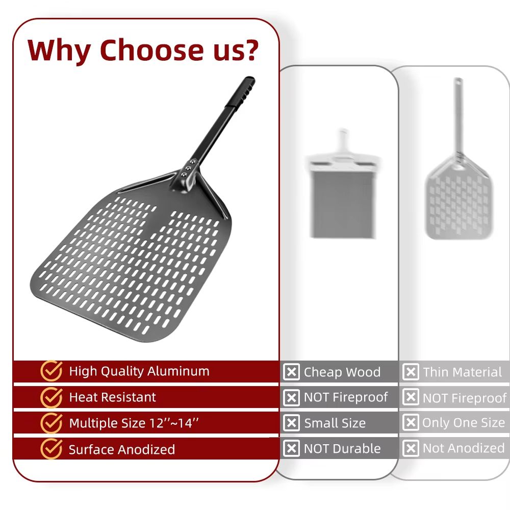 Aluminum Pizza Peel Paddle  6 12 13  14 Inch Hard Anodized Bread  Pizza Oven Spatula For Baking 1