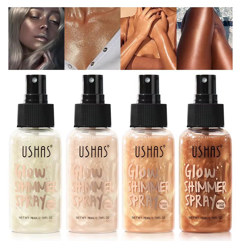 USHAS 4-Color Liquid Highlighter Makeup – Long-Lasting Brightening Body & Facial Illuminator with Moisturizing Glow