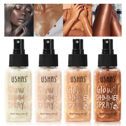 USHAS 4-Color Liquid Highlighter Makeup – Long-Lasting Brightening Body & Facial Illuminator with Moisturizing Glow