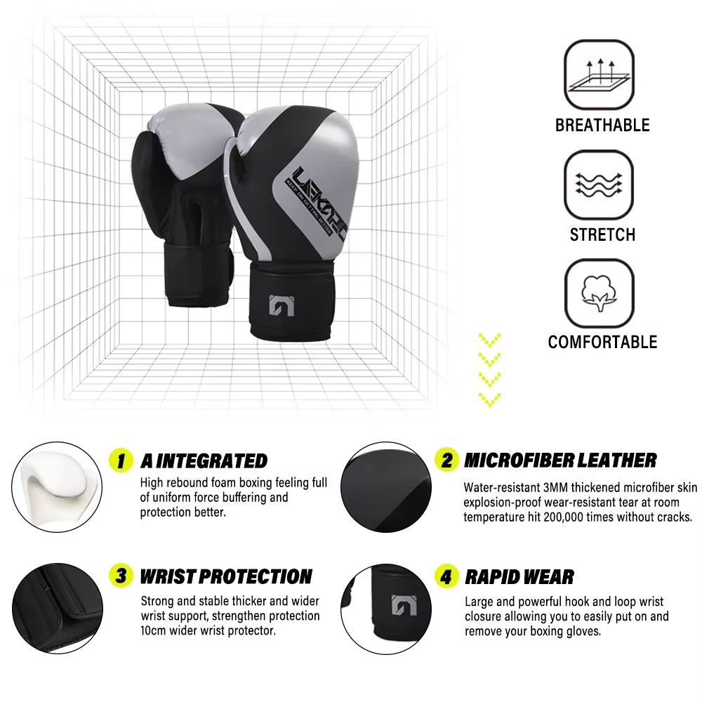 Adult Professional 12oz Boxing Training Gloves  PU Leather Muay Thai  Kickboxing Gloves For Men And 5