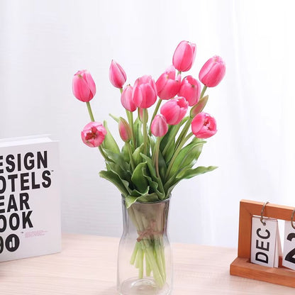 5pcs Real Touch Artificial Tulips – High-Quality Pink Silicone Fake Flowers for Home Decor, Weddings & Bouquets