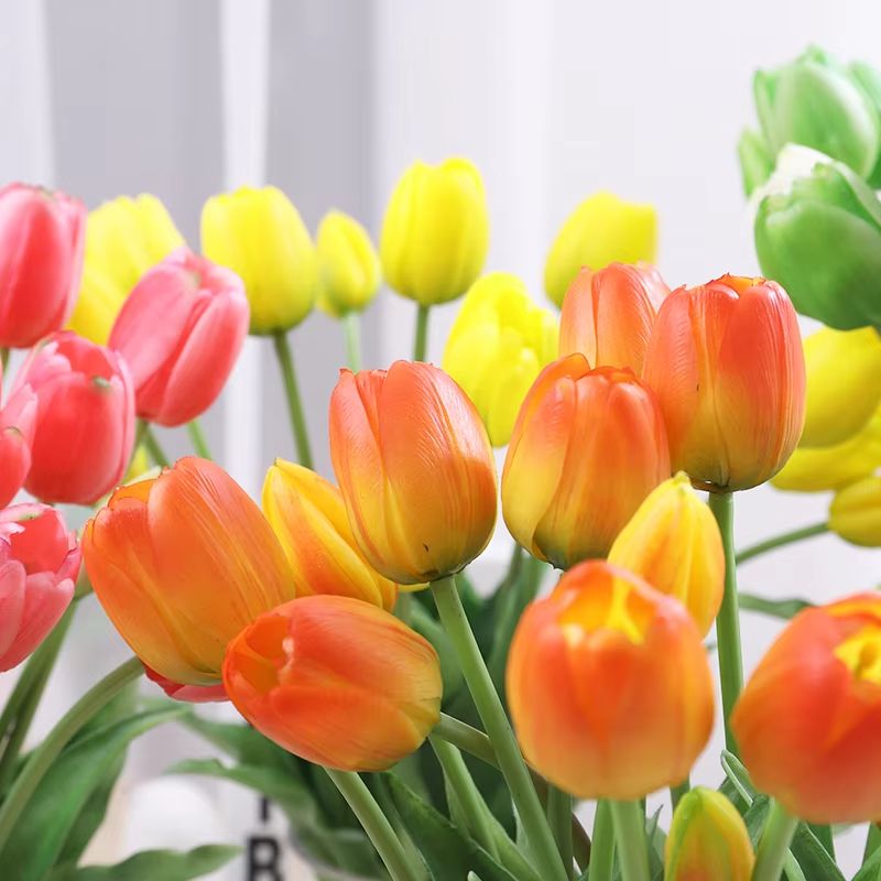 5pcs Real Touch Artificial Tulips  HighQuality Pink Silicone Fake Flowers For Home Decor Weddings   3