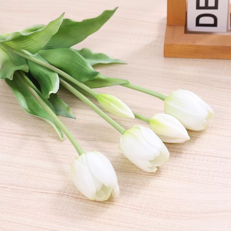 5pcs Real Touch Artificial Tulips  HighQuality Pink Silicone Fake Flowers For Home Decor Weddings   7