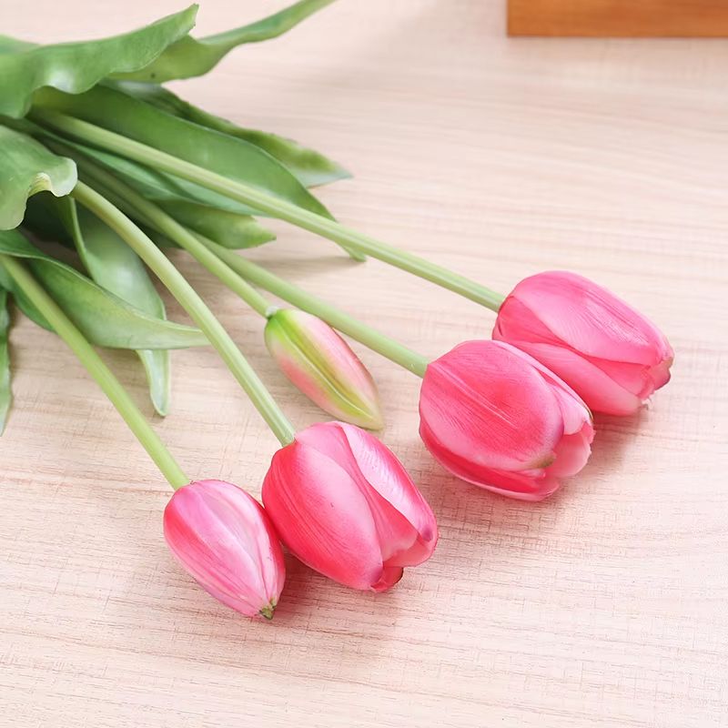 5pcs Real Touch Artificial Tulips  HighQuality Pink Silicone Fake Flowers For Home Decor Weddings   11