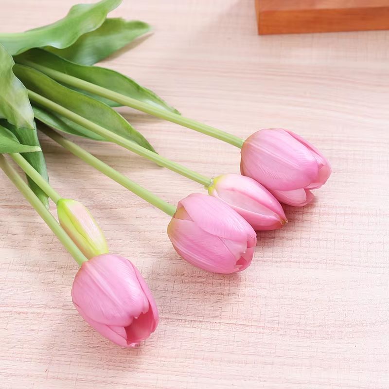5pcs Real Touch Artificial Tulips  HighQuality Pink Silicone Fake Flowers For Home Decor Weddings   13