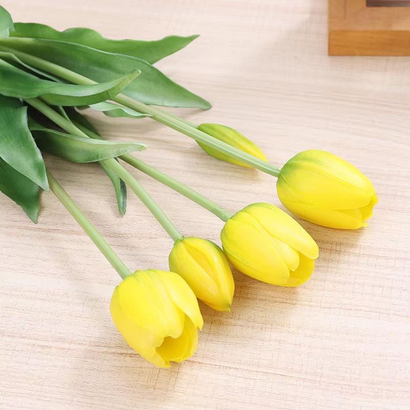 5pcs Real Touch Artificial Tulips  HighQuality Pink Silicone Fake Flowers For Home Decor Weddings   8