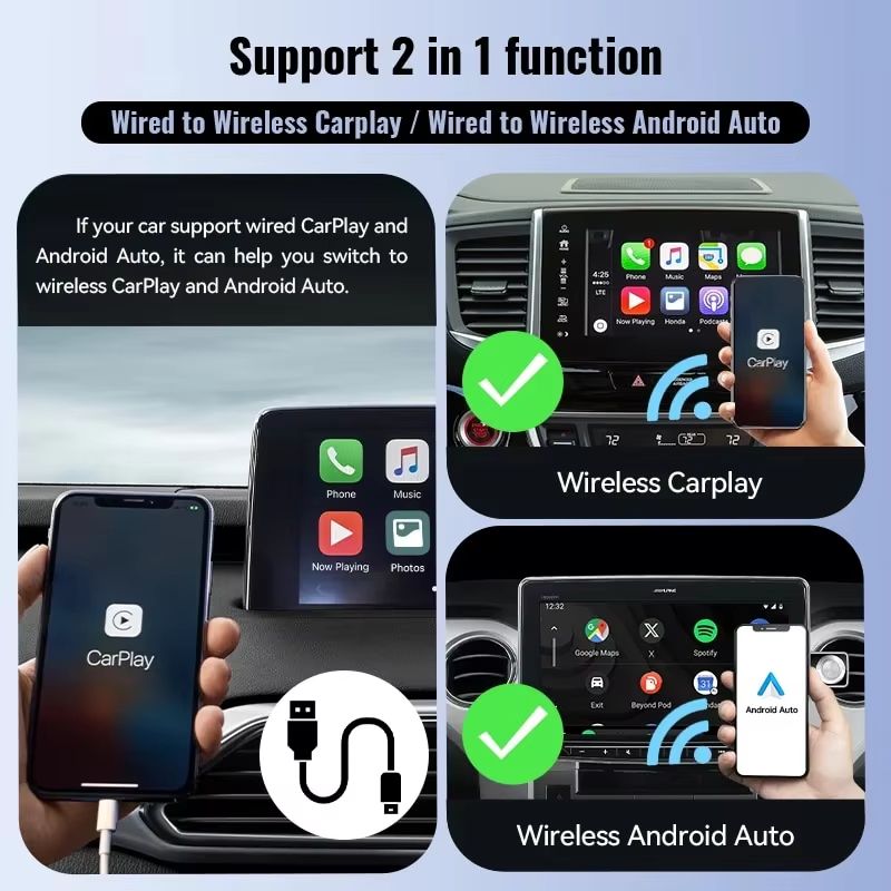 XUDA Wireless CarPlay  Android Auto Adapter  Smart PlugandPlay Mini Box For Fast WiFi Connection Un 3