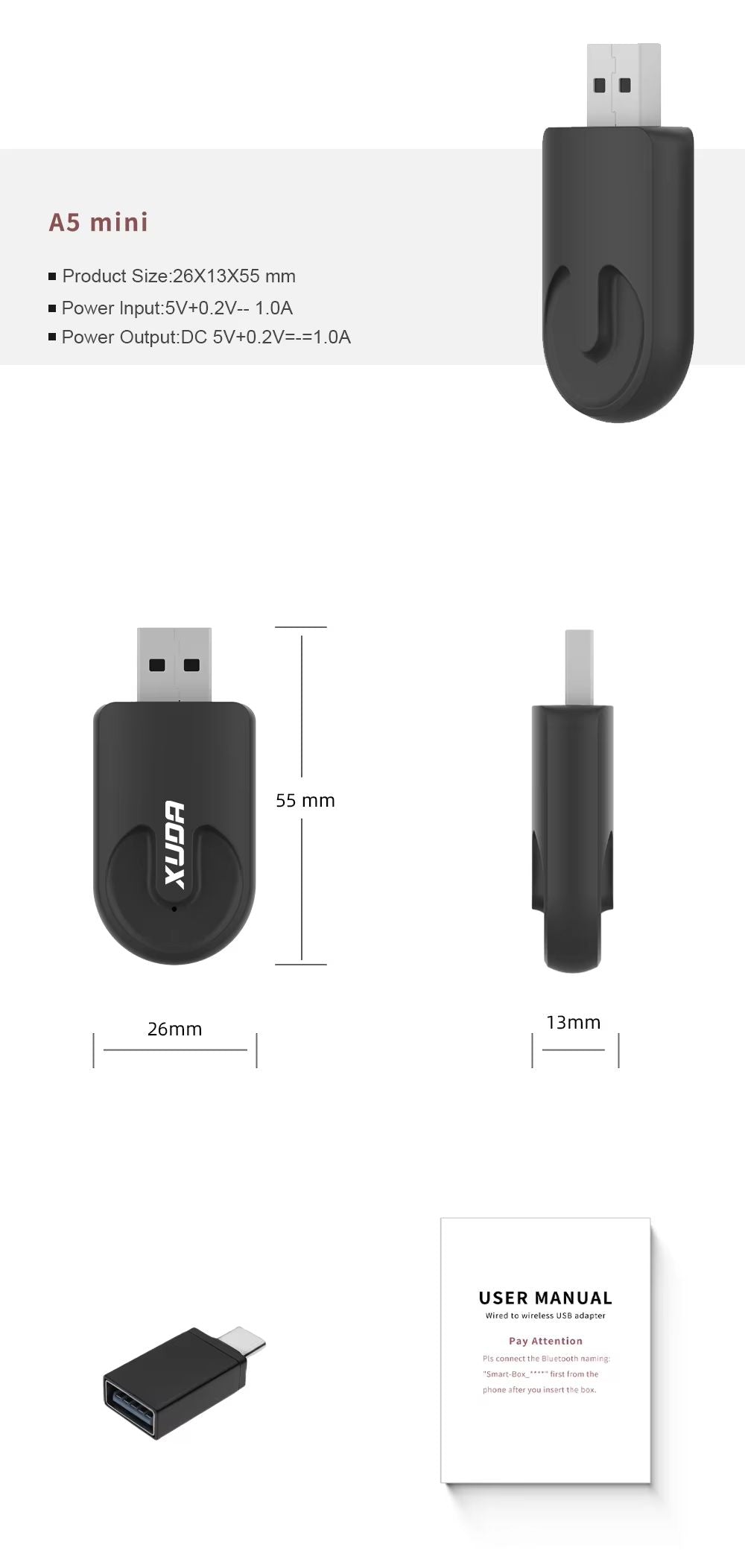 XUDA Wireless CarPlay  Android Auto Adapter  Smart PlugandPlay Mini Box For Fast WiFi Connection Un 5