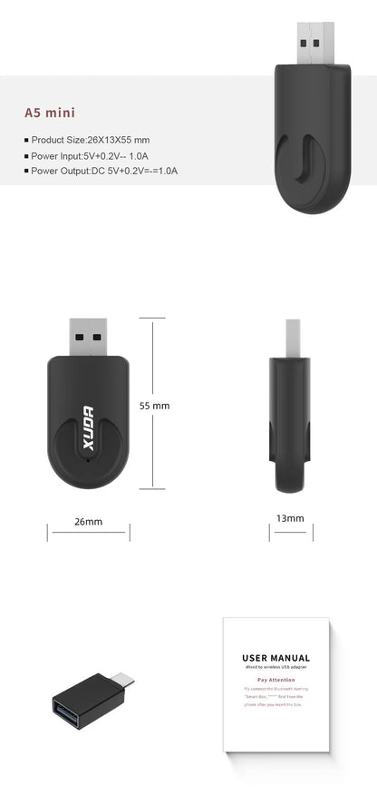 XUDA Wireless CarPlay  Android Auto Adapter  Smart PlugandPlay Mini Box For Fast WiFi Connection Un 5