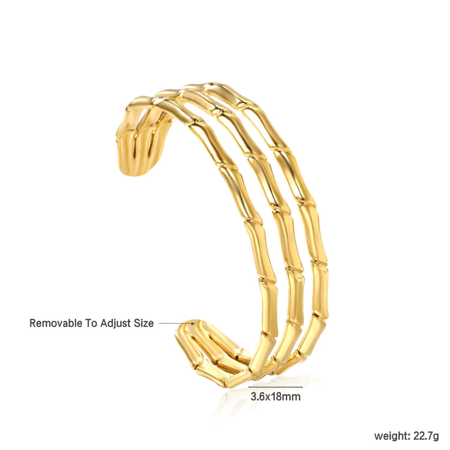 LUXUSTEEL Flower Cuff Bracelet  Womens 18K Gold Plated Stainless Steel Bangle NoFade Elegant Jewelr 10