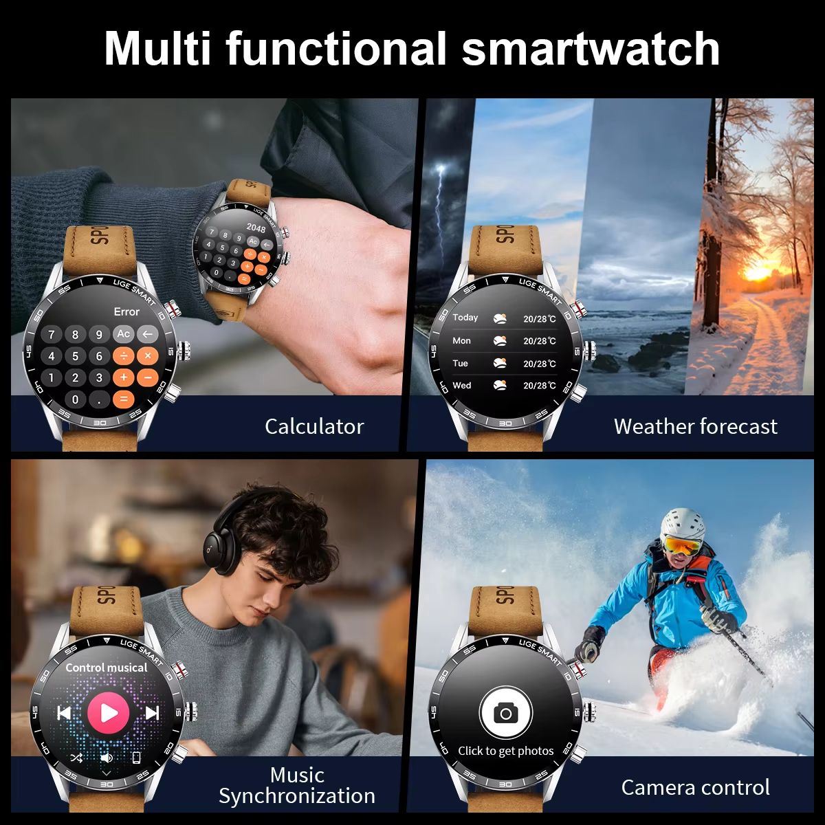 LIGE 2024 Military GPS Smart Watch  Rugged Mens AMOLED Outdoor Waterproof Smartwatch With Bluetooth 2