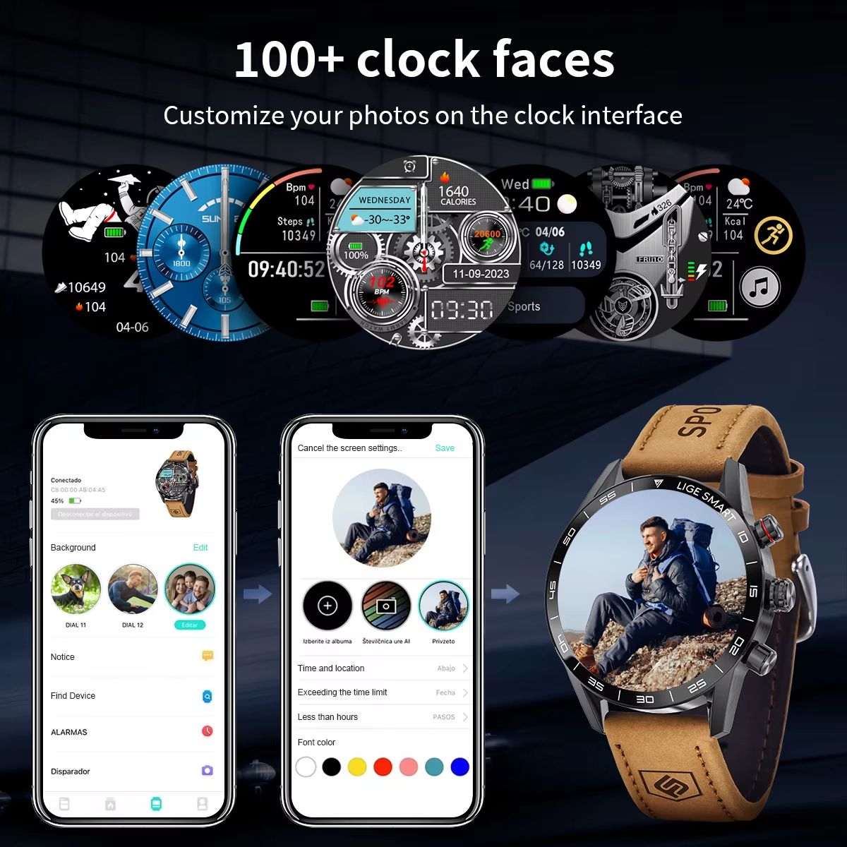 LIGE 2024 Military GPS Smart Watch  Rugged Mens AMOLED Outdoor Waterproof Smartwatch With Bluetooth 4