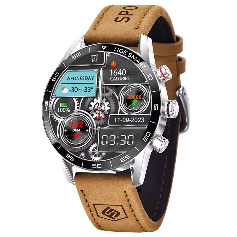 LIGE 2024 Military GPS Smart Watch  Rugged Mens AMOLED Outdoor Waterproof Smartwatch With Bluetooth 7