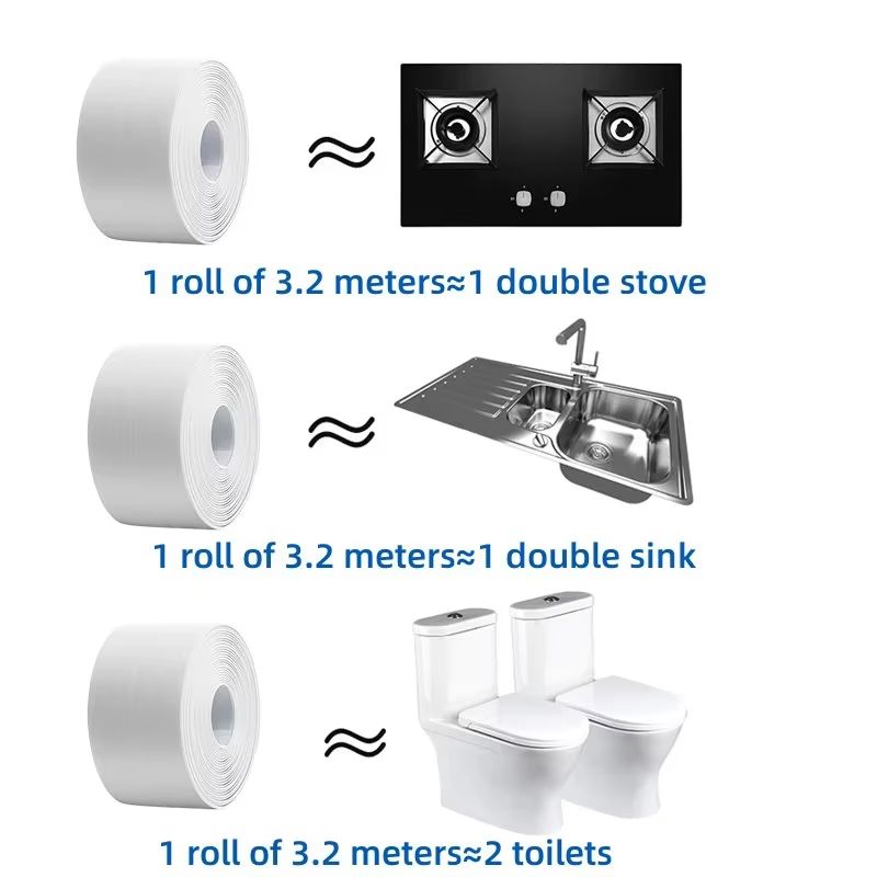 Waterproof SelfAdhesive Caulk Sealing Tape  PVC OilProof Kitchen Sink  Bathroom Edge Strip 1m  2m   1