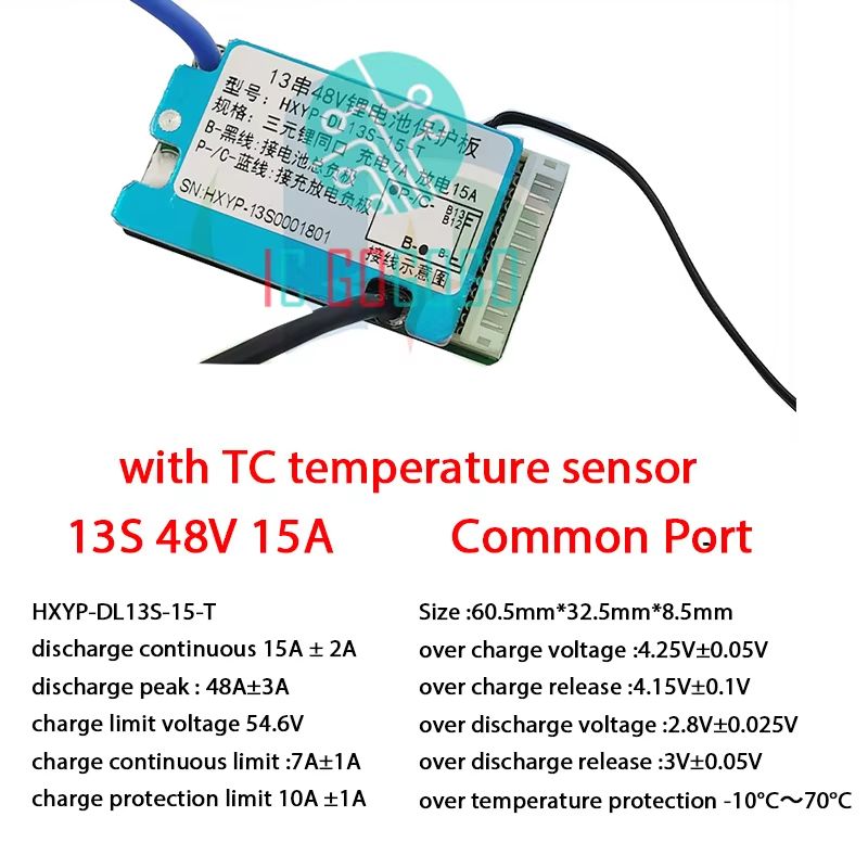 10S 36V  13S 48V Lithiumion Battery Protection Board BMS  15A20A With Temperature Sensor  Heat Sink 10